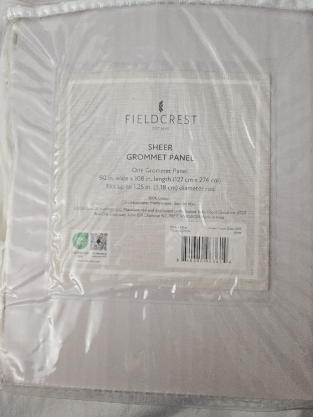 Fieldcrest Sheer Grommet Panel Curtain - White